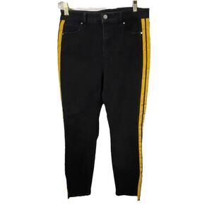 Tinseltown Juniors' 9 Striped Skinny Black w/Yellow Stripe Jeans Women 29 Waist
